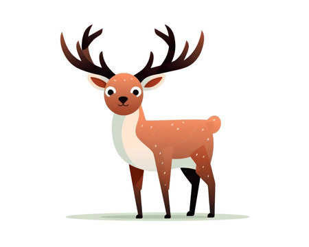 Deer in cartoon style. Vector illustration isolated on white background. (AI Generated)の素材