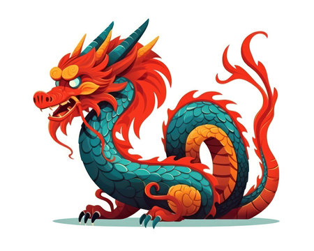 Chinese dragon vector icon. Cartoon illustration of Chinese dragon. Vector icon for web design. (AI Generated)の素材