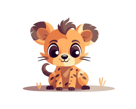 Cute little baby cheetah cartoon character. Vector flat illustration. (AI Generated)の素材