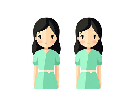 Illustration of twin nurses. Vector illustration on white background. (AI Generated)の素材