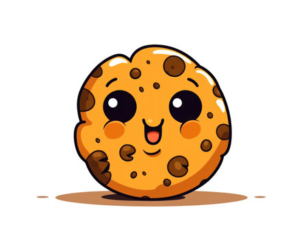 Cute chocolate chip cookie isolated on white background. Vector illustration. (AI Generated)の素材