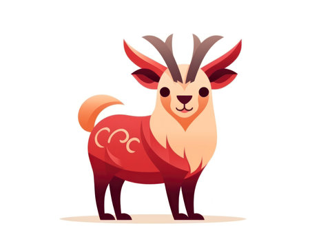 Chinese zodiac sign. Year of the goat. Cartoon style. Vector illustration. (AI Generated)の素材