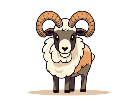 Cartoon ram isolated on white background. Vector illustration. (AI Generated)の素材