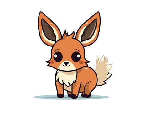 Cute cartoon fox. Vector illustration isolated on a white background. (AI Generated)の素材