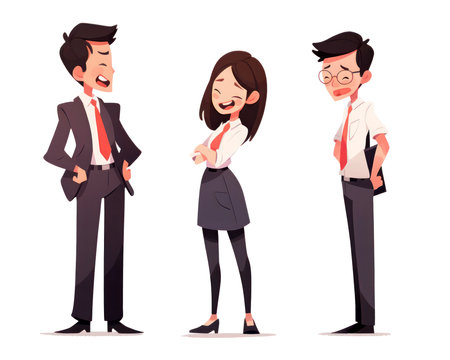 Businessman and businesswoman cartoon characters. Vector illustration in a flat style. (AI Generated)の素材