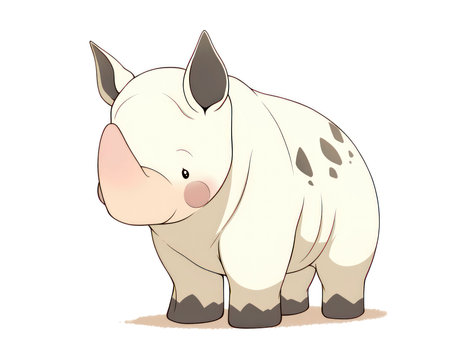 Rhinoceros isolated on a white background. Vector illustration. (AI Generated)の素材