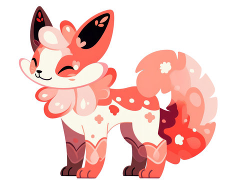 Cute cartoon fox. Vector illustration isolated on a white background. (AI Generated)の素材