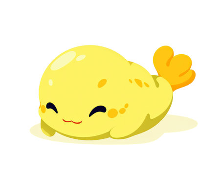 Cute yellow fantasy baby chicken isolated on white background. Vector cartoon illustration. (AI Generated)の素材