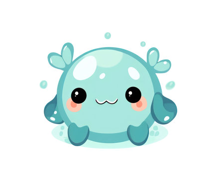 Cute blue character. Vector illustration isolated on white background. (AI Generated)の素材
