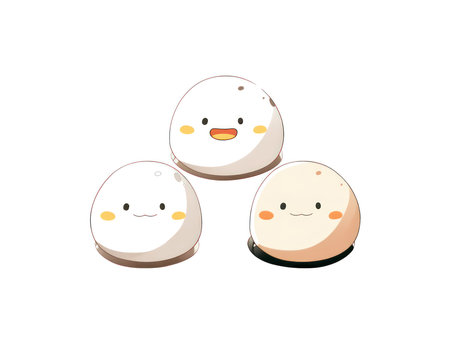 Illustration of cute eggs on a white background. (AI Generated)の素材