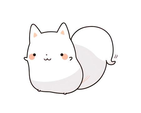 Cute kawaii cat on white background. Vector illustration. (AI Generated)の素材