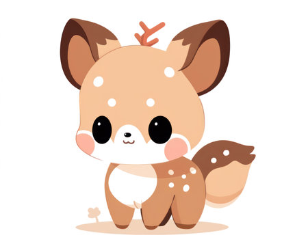 Cute little deer. Vector illustration of a cute little deer. (AI Generated)の素材