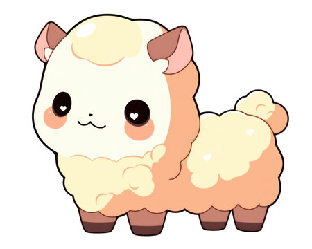 Cute cartoon sheep isolated on a white background. Vector illustration. (AI Generated)の素材