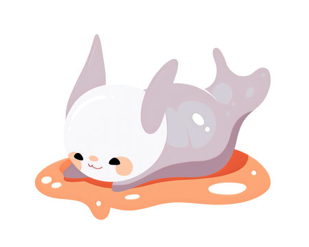 Cute cartoon baby bunny lying on the sand. Vector illustration. (AI Generated)の素材