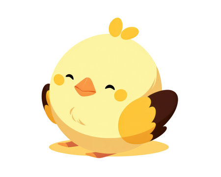 Cute little chicken sitting on a white background. Vector illustration. (AI Generated)の素材
