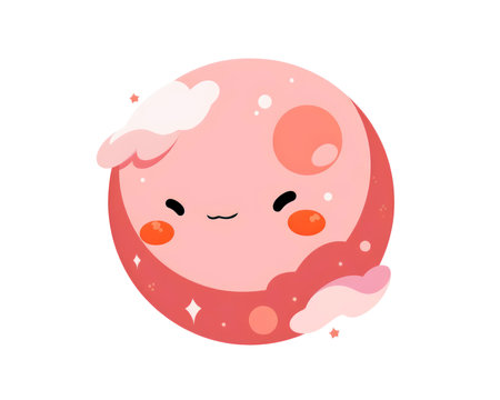 Cute cartoon kawaii planet. Vector flat illustration. Isolated on white background. (AI Generated)の素材