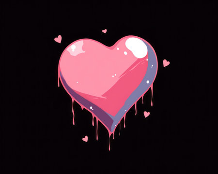 Pink heart on a black background. Vector illustration. (AI Generated)の素材