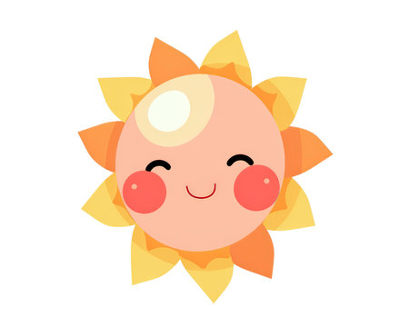 Cute cartoon smiling sun. Vector illustration isolated on white background. (AI Generated)の素材