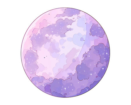 Illustration of a full moon on a white background. (AI Generated)の素材