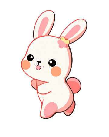 Cute cartoon bunny isolated on a white background. Vector illustration. (AI Generated)の素材