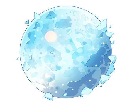 Blue watercolor planet with cracks on white background. Vector illustration. (AI Generated)の素材