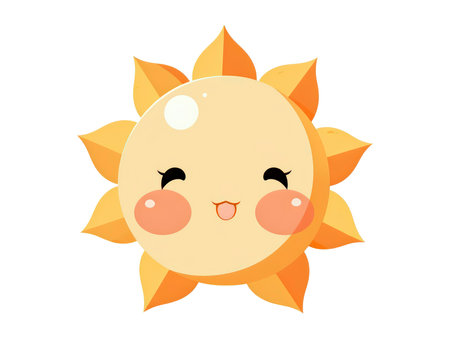 Cute cartoon sun. Isolated on white background. Vector illustration. (AI Generated)の素材
