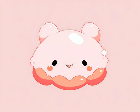 Cute kawaii bear face on pink background. Vector illustration. (AI Generated)の素材