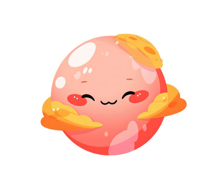 Cute kawaii planet isolated on white background. Vector illustration. (AI Generated)の素材