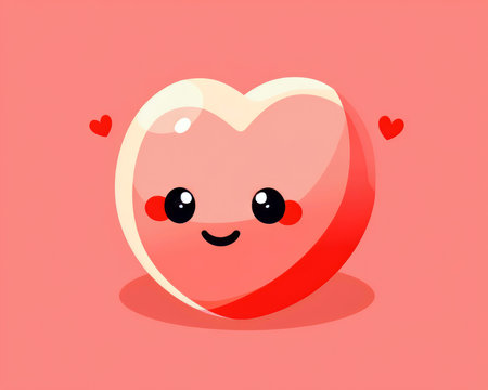 Cute cartoon red heart character. Valentines day vector illustration. (AI Generated)の素材