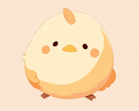 Cute cartoon chicken. Vector illustration on a beige background. (AI Generated)の素材