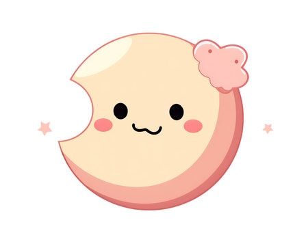Cute cartoon moon character isolated on white background. Vector illustration. (AI Generated)の素材