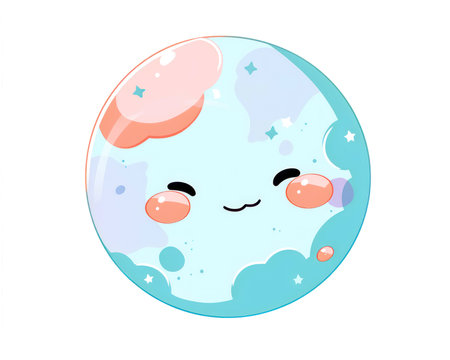 Cute kawaii planet isolated on white background. Vector illustration.(AI Generated)の素材