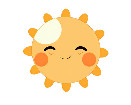 Cute cartoon sun. Vector illustration isolated on a white background. (AI Generated)の素材
