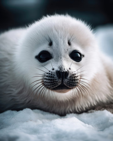 Baby seal (Halichoerus grypus) on the snow (AI Generated)の素材