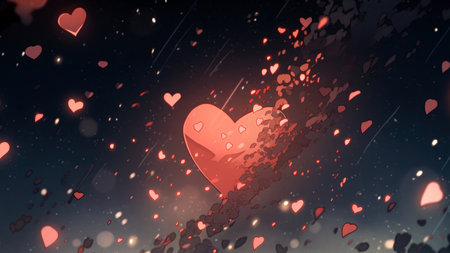 Valentine's day background with hearts. 3D illustration. (ai generated)の素材