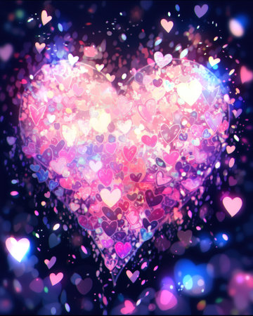 Abstract heart with bokeh lights. Valentines day background. (ai generated)の素材