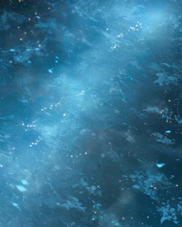 Abstract background with blue water and stars. Fantasy fractal texture. Digital art. (ai generated)の素材