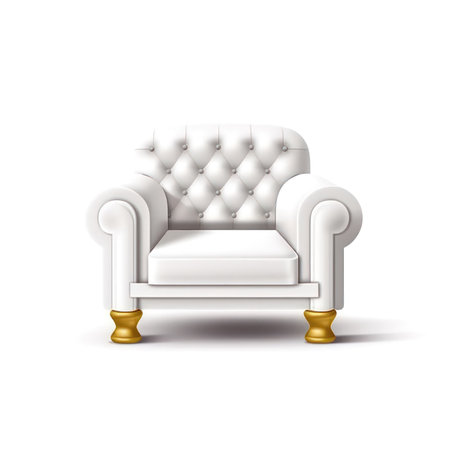Luxury white sofa isolated on white background. Vector illustration. (ai generated)の素材
