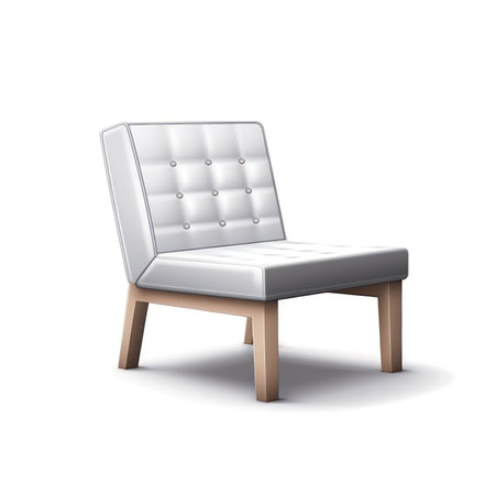 Illustration of a white leather chair isolated on a white background. (ai generated)の素材