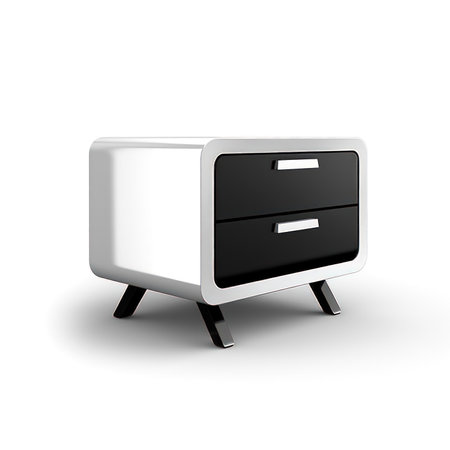 Illustration of a white chest of drawers on a white background. (ai generated)の素材