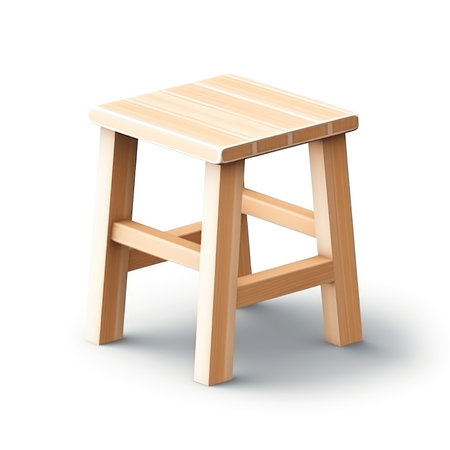 Wooden stool isolated on white background. (ai generated)の素材