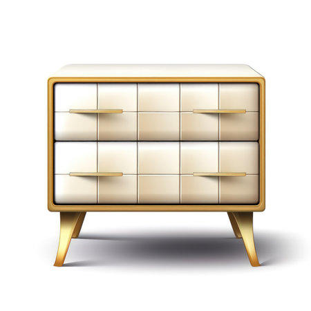 Illustration of a golden chest of drawers on a white background. (ai generated)の素材