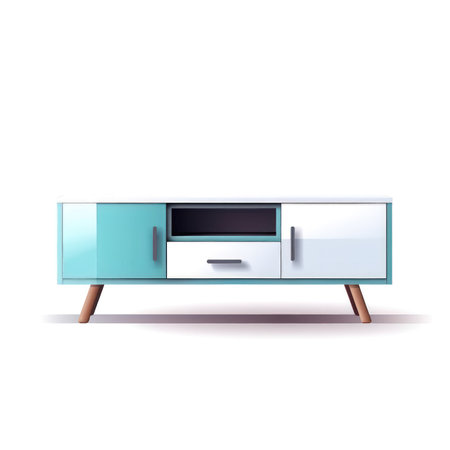 Illustration of a cabinet with a TV on a white background. (ai generated)の素材