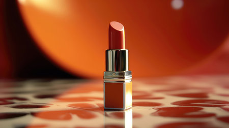 Lipstick on a red background. (ai generated)の素材