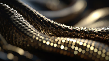 Close up shot of a gold chain necklace, shallow depth of field. (ai generated)の素材