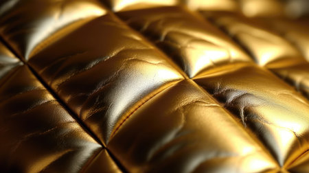 Luxury golden leather upholstery close-up background. (ai generated)の素材