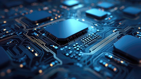 Circuit board close-up. Technology background. (ai generated)の素材
