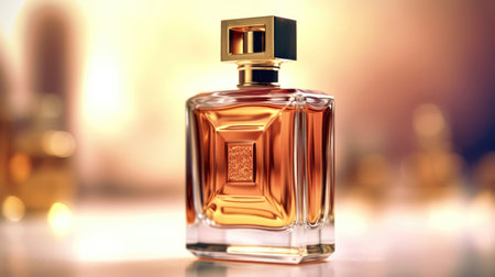 Perfume bottle on the table. 3d render illustration. (ai generated)の素材