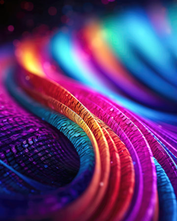 abstract colorful background with smooth lines and bokeh, 3d render. (ai generated)の素材
