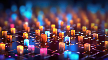 3d illustration of abstract background with electronic circuit. 3d rendering. (ai generated)の素材